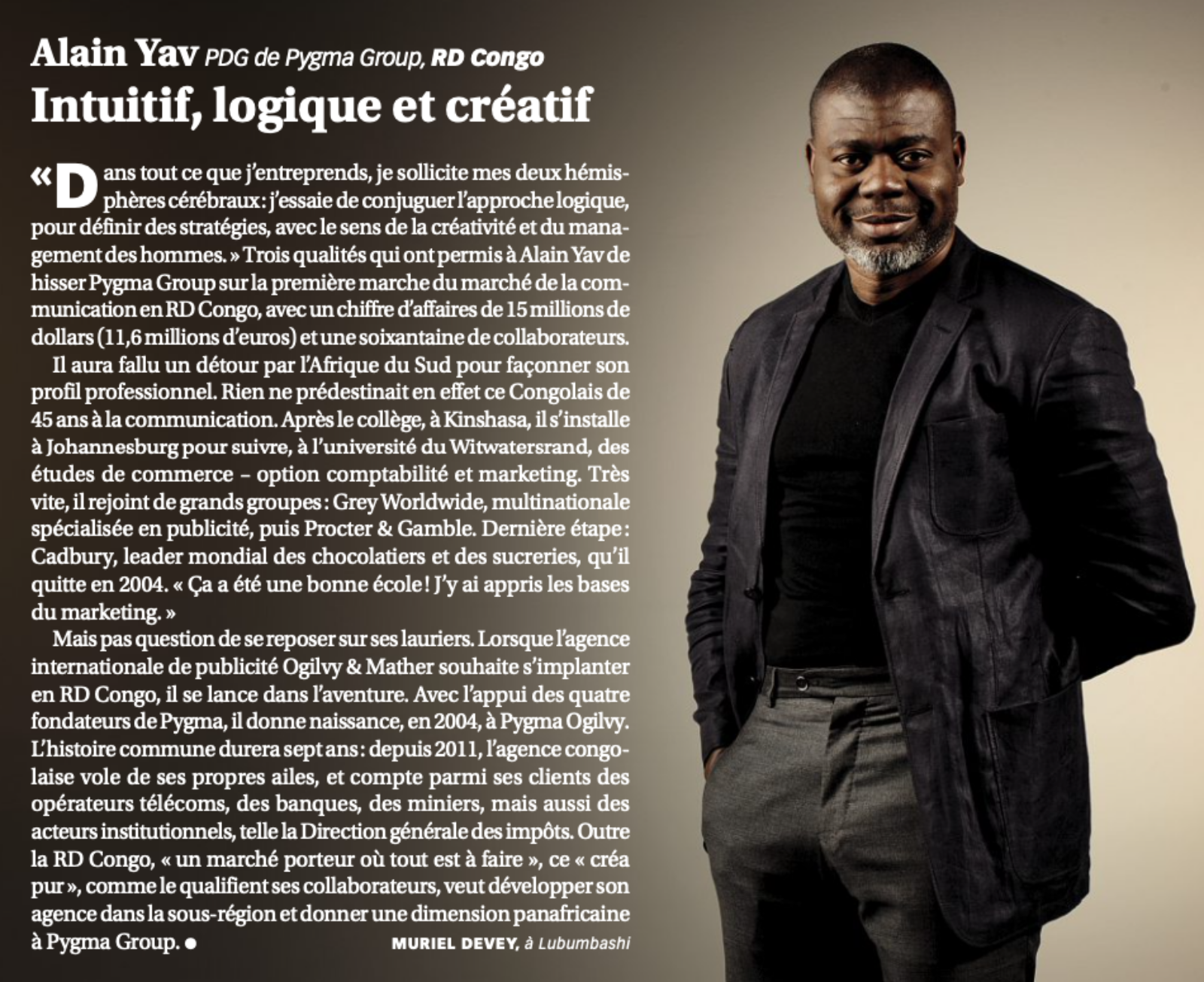 Alain Yav, CEO of Pygma Group, DRC Intuitive, Logical, and Creative